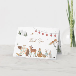 Carte De Remerciements Animaux de la forêt hivernale Baby Shower