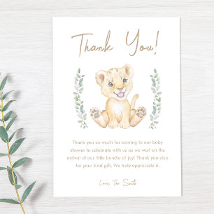 Carte De Remerciements Animaux de Safari Lion Verdure Baby Shower