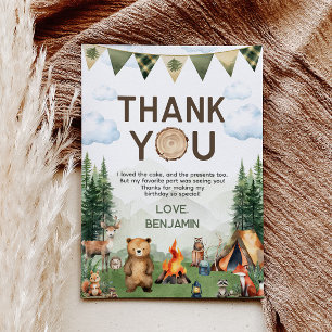 Carte De Remerciements Animaux des bois Camping Anniversaire