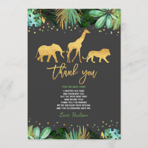 Carte De Remerciements Animaux sauvages d'une d'anniversaire jungle de