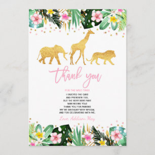 Carte De Remerciements Animaux sauvages d'une d'anniversaire jungle de