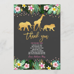 Carte De Remerciements Animaux sauvages d'une d'anniversaire jungle de