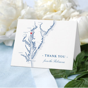 Carte De Remerciements Annapolis Chesapeake Bay Map Mariage Personnalisé