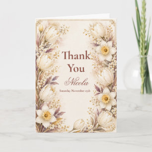 Carte De Remerciements Anniversaire Blanc et Champagne