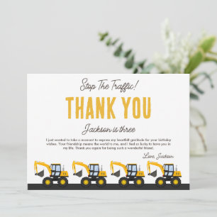 Carte De Remerciements Anniversaire Camion de Construction Décor Person