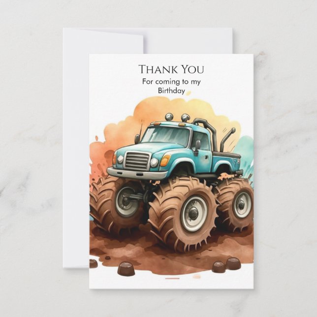 Carte De Remerciements Anniversaire camion monstre Simple Boho Wheels (Devant)