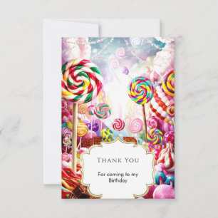Carte De Remerciements Anniversaire Candyland Pastel Pailleté