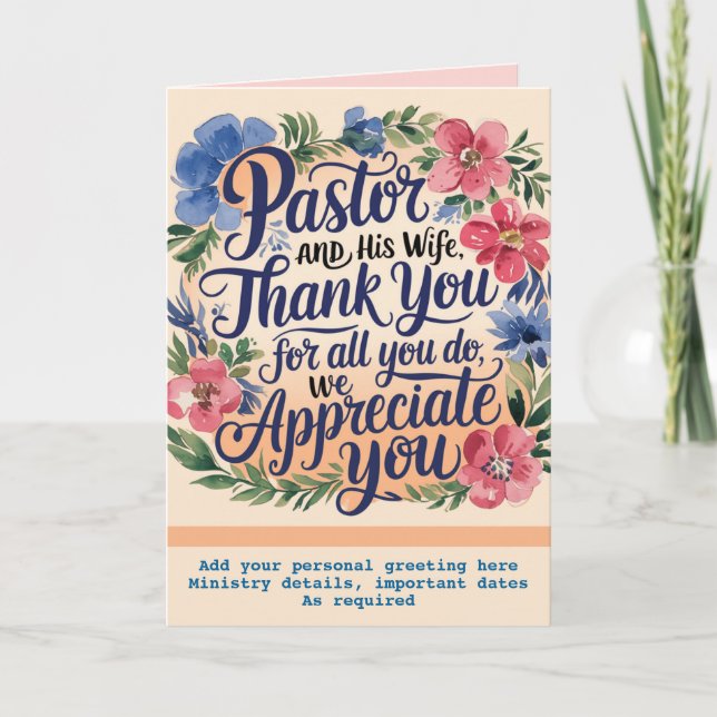 Carte De Remerciements ✝️ Anniversaire d'appréciation de la femme du past (Devant)
