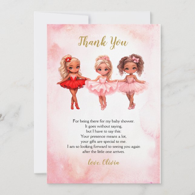Carte De Remerciements Anniversaire de Ballerina, Ballet Party (Devant)