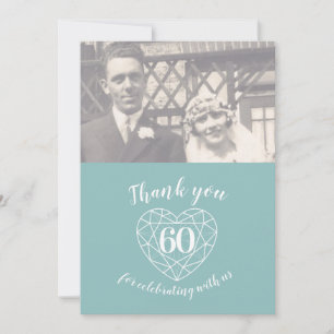 Carte De Remerciements Anniversaire de coeur de diamant 60 ans de photo