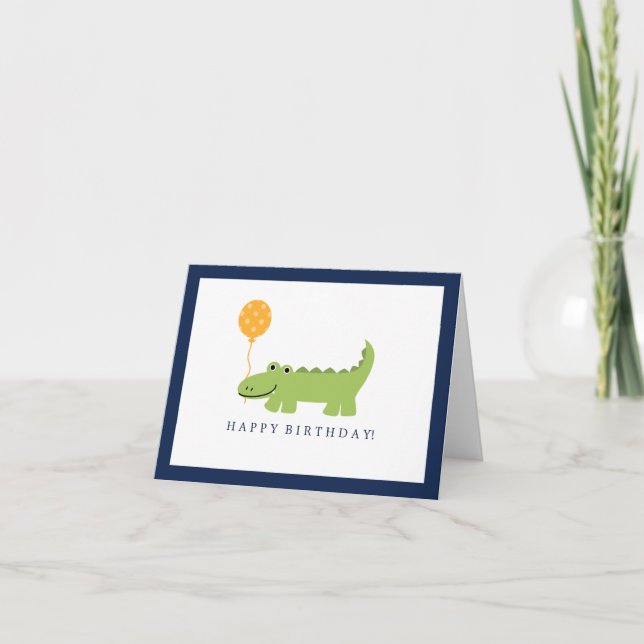 Carte De Remerciements Anniversaire de Crocodile Mignon (Devant)