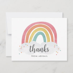Carte De Remerciements Anniversaire de enfant de calligraphie arc-en-ciel
