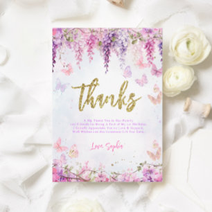 Carte De Remerciements Anniversaire de enfant de papillon magique Wisteri