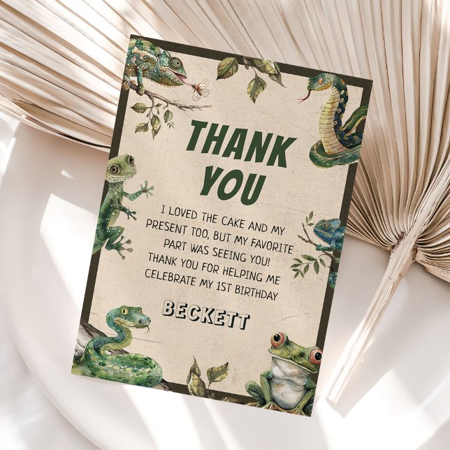 Carte De Remerciements Anniversaire de enfant de reptile (Créateur téléchargé)