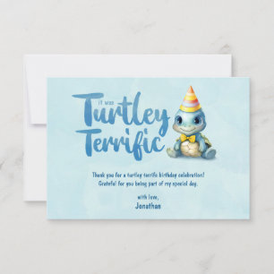 Carte De Remerciements Anniversaire de enfant de tortue d'aquarelle migno