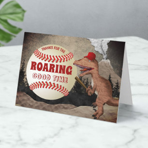 Carte De Remerciements Anniversaire de garçons de base-ball de dinosaure