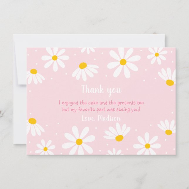 Carte De Remerciements Anniversaire de la marguerite rose (Devant)