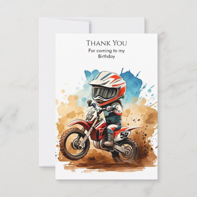Carte De Remerciements Anniversaire de la moto Boho simple (Devant)