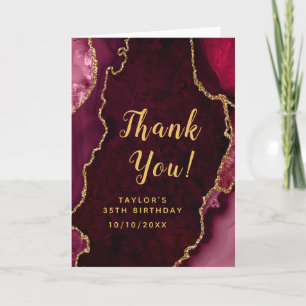 Carte De Remerciements Anniversaire de l'âge rouge et or