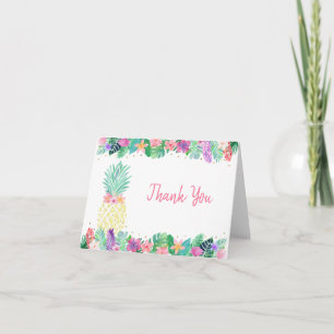 Carte De Remerciements Anniversaire de l'ananas Floral Rose