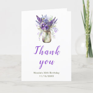 Carte De Remerciements Anniversaire de Lavender Mason Jar