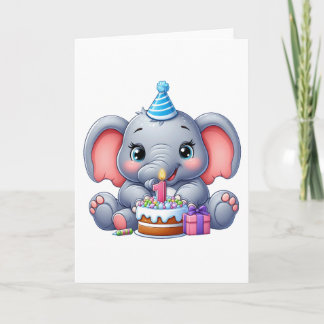 Carte De Remerciements Anniversaire de l'éléphant bébé 1 an