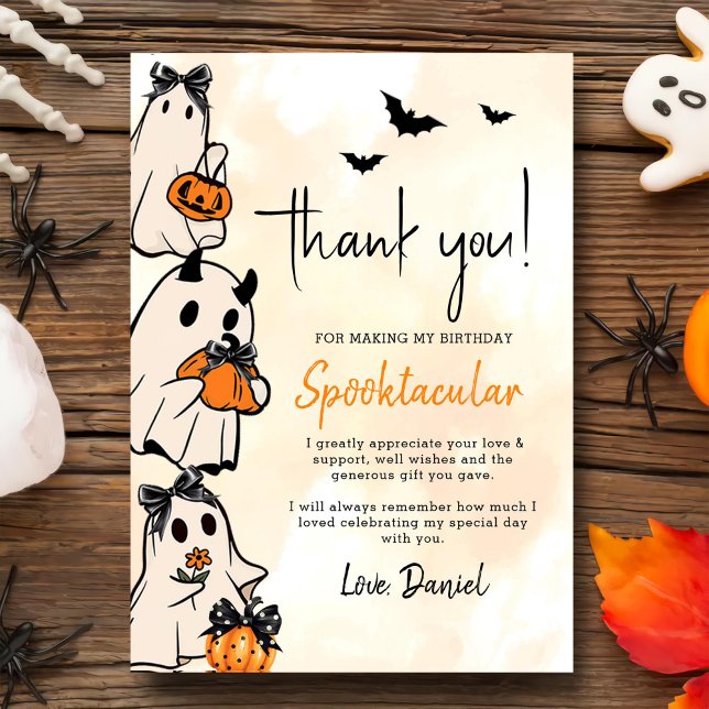 Carte De Remerciements Anniversaire de Little Boo Halloween (Créateur téléchargé)