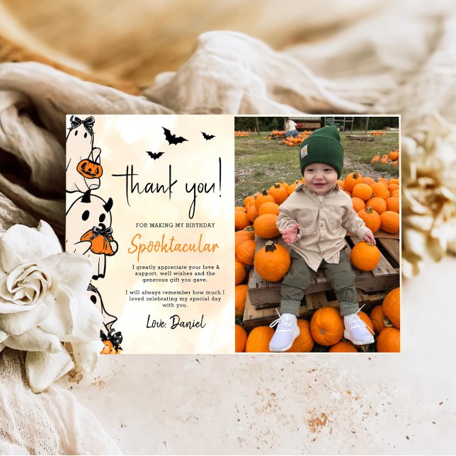 Carte De Remerciements Anniversaire de Little Boo Halloween (Créateur téléchargé)