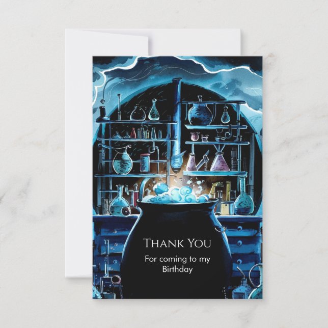 Carte De Remerciements Anniversaire de Magicien Scientifique Bohème Fanta (Devant)