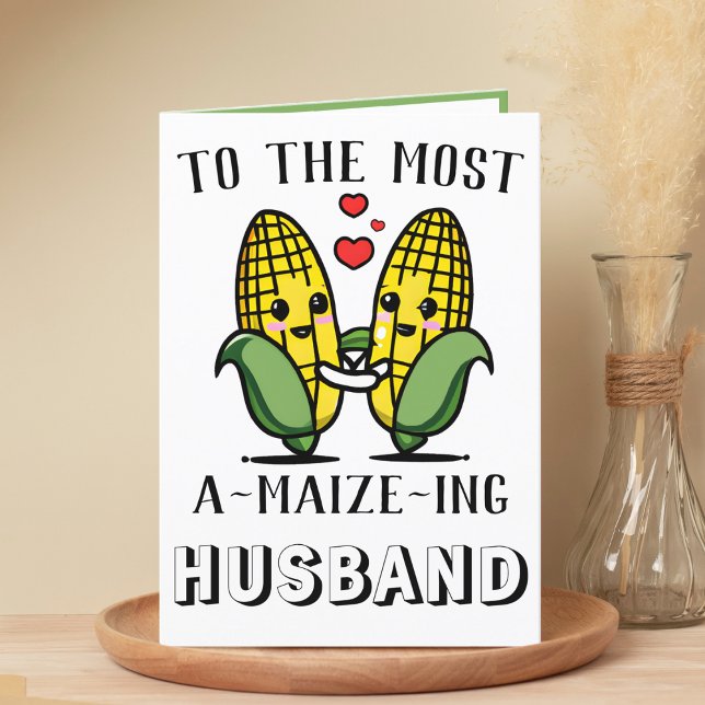 Carte De Remerciements Anniversaire de marionnette de maïs de maïs drôle (cute corn amazing husband greeting card)