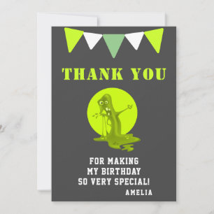 Carte De Remerciements Anniversaire de Monstre de Slime Effrayant