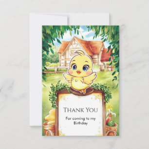 Carte De Remerciements Anniversaire de petits poulets enchantés