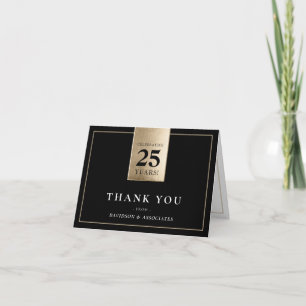 Carte De Remerciements ANNIVERSAIRE D'ENTREPRISE commerce blanc or noir