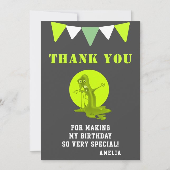 Carte De Remerciements Anniversaire déplaisant du monstre mince (Devant)