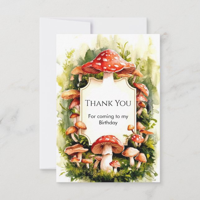 Carte De Remerciements Anniversaire des champignons magiques Woods (Devant)