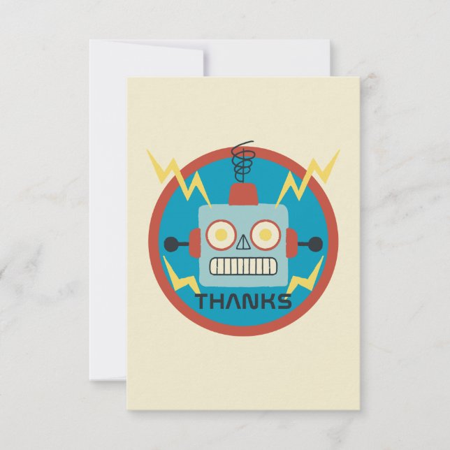 Carte De Remerciements Anniversaire des robots de jouets (Devant)