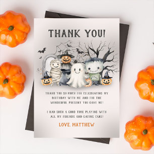 Carte De Remerciements Anniversaire d'Halloween des enfants fantastique
