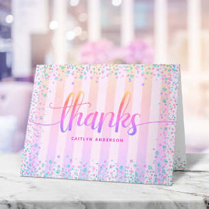 Carte De Remerciements Anniversaire doux 16 arc-en-ciel ombre script part