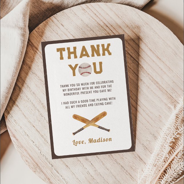 Carte De Remerciements Anniversaire du baseball Boy (Créateur téléchargé)