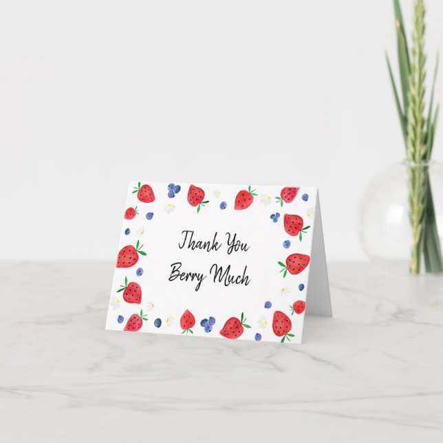 Carte De Remerciements Anniversaire du bleuet fraise (Devant)