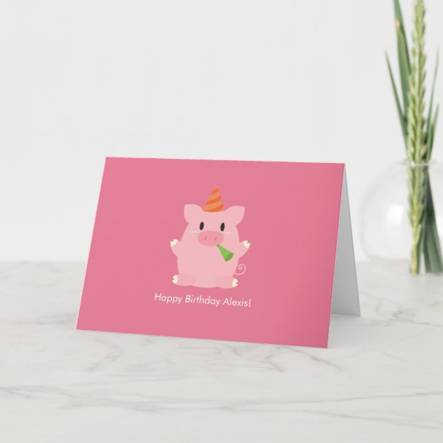 Carte De Remerciements Anniversaire du cochon mignon (Devant)