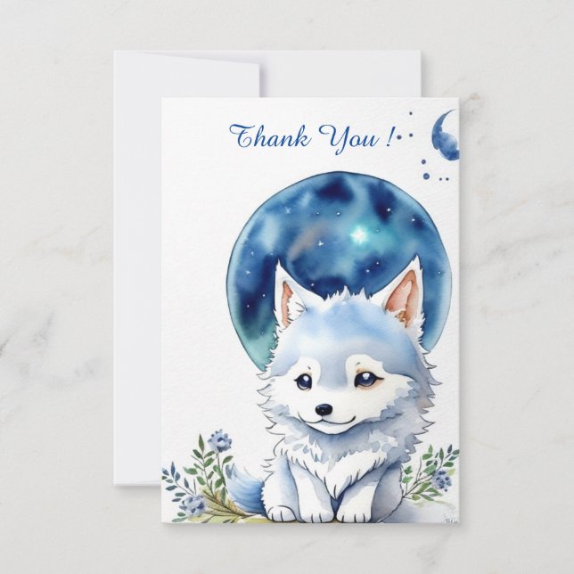 Carte De Remerciements Anniversaire du loup (Devant)
