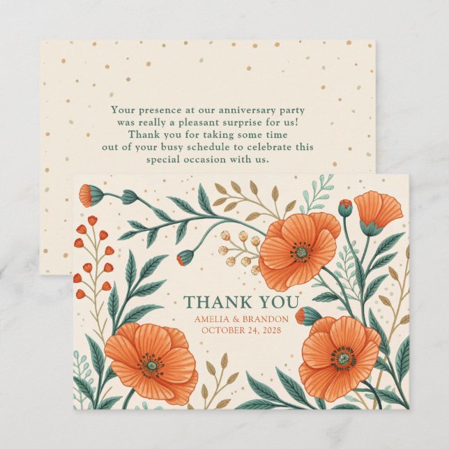 Carte De Remerciements Anniversaire du Mariage de la Californie (Devant / Derrière)