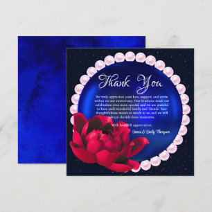 Carte De Remerciements Anniversaire du Mariage Rose bleu marine moderne