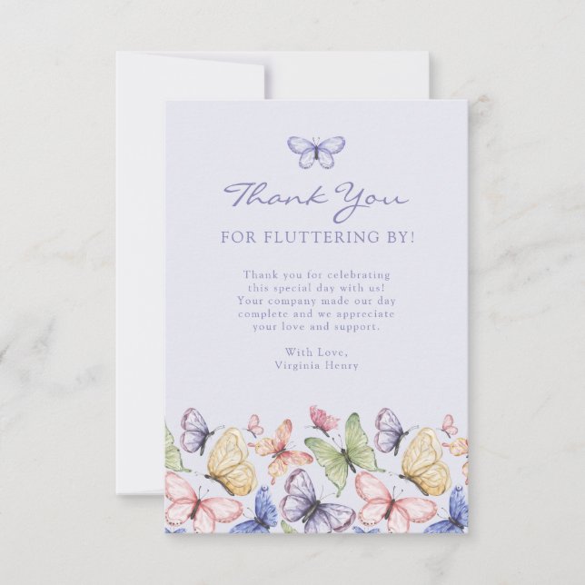 Carte De Remerciements Anniversaire du papillon pourpre (Devant)