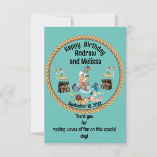 Carte De Remerciements Anniversaire du Pirate et de la Sirène pour les en