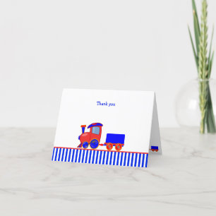 Carte De Remerciements Anniversaire du Train Bleu et Rouge plus personnal
