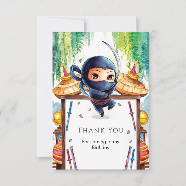 Carte De Remerciements Anniversaire d'un espion ninja fantaisiste (Devant)