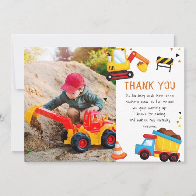 Carte De Remerciements Anniversaire en construction (Devant)