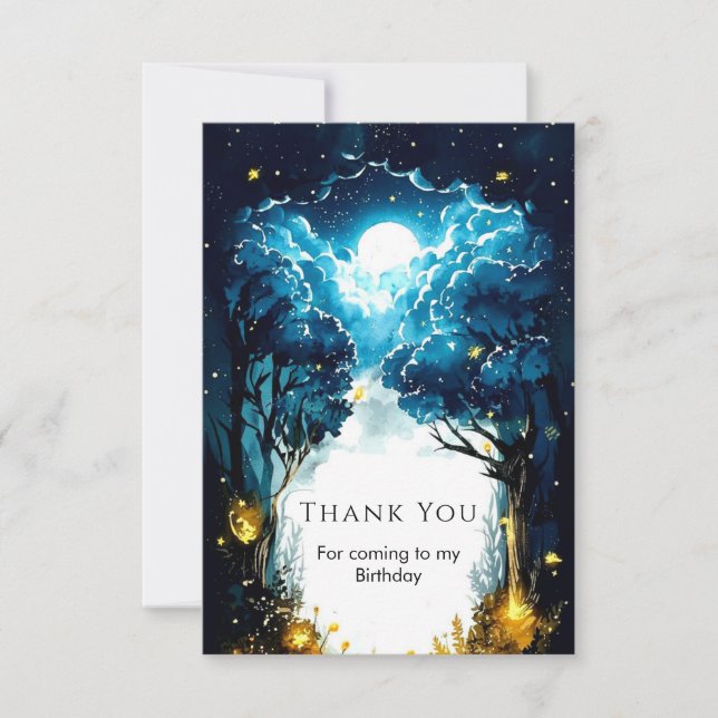 Carte De Remerciements Anniversaire Enchanté dans le Bois des Enfants (Devant)